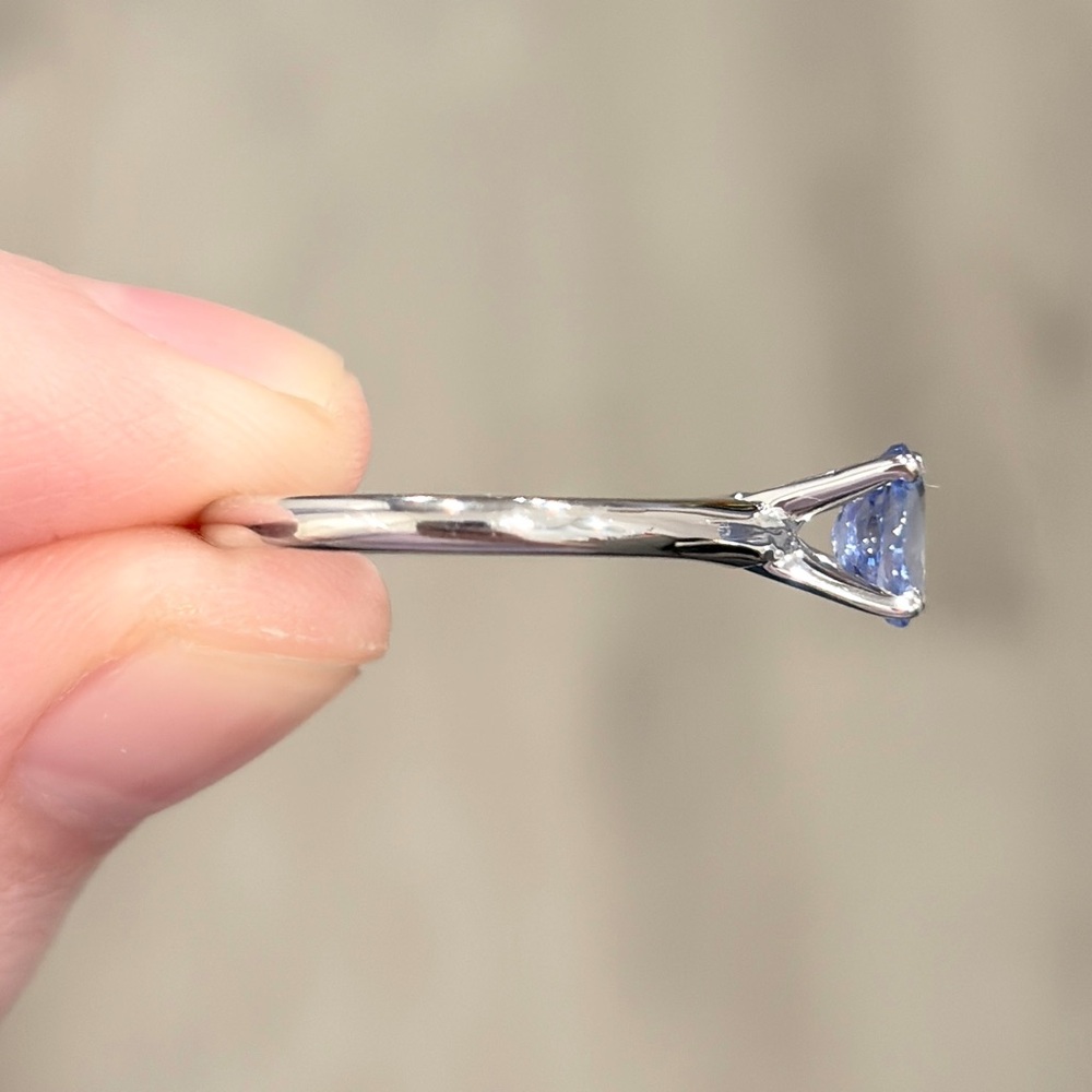 14K Natural Ice Blue Sapphire Ring, Oval Solitaire, High Setting, Engagement 7.5 - Picture 17 of 17